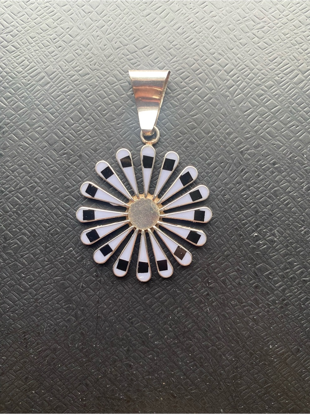 Mexico sterling silver Sunburst Pendant Necklace in Silver & Blue